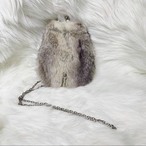 Initial faux fur pouch crossbody bag